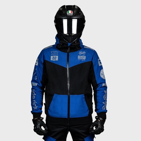 Ride Rich Regency V2 Flow Mesh Armoured GP Softshell Motorcycle Jacket - Blue